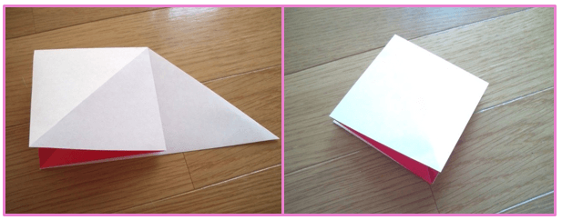 クリスマスオーナメント手作り折り紙　リボンの折り方2